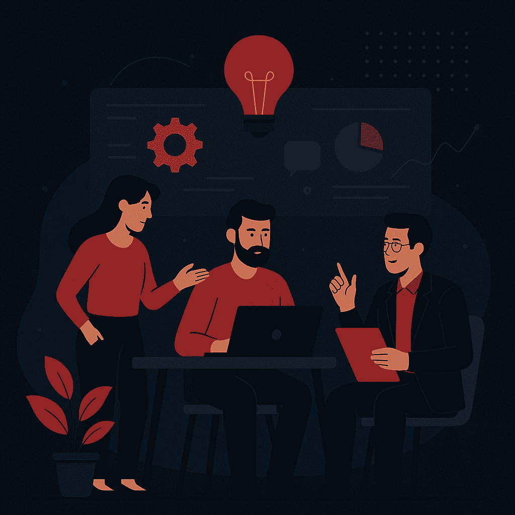 Team collaborating illustration